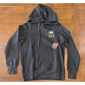686 Global Hoodie Mens Medium Black Fleece Logo Graphic Pullover Sweatshirt NWT